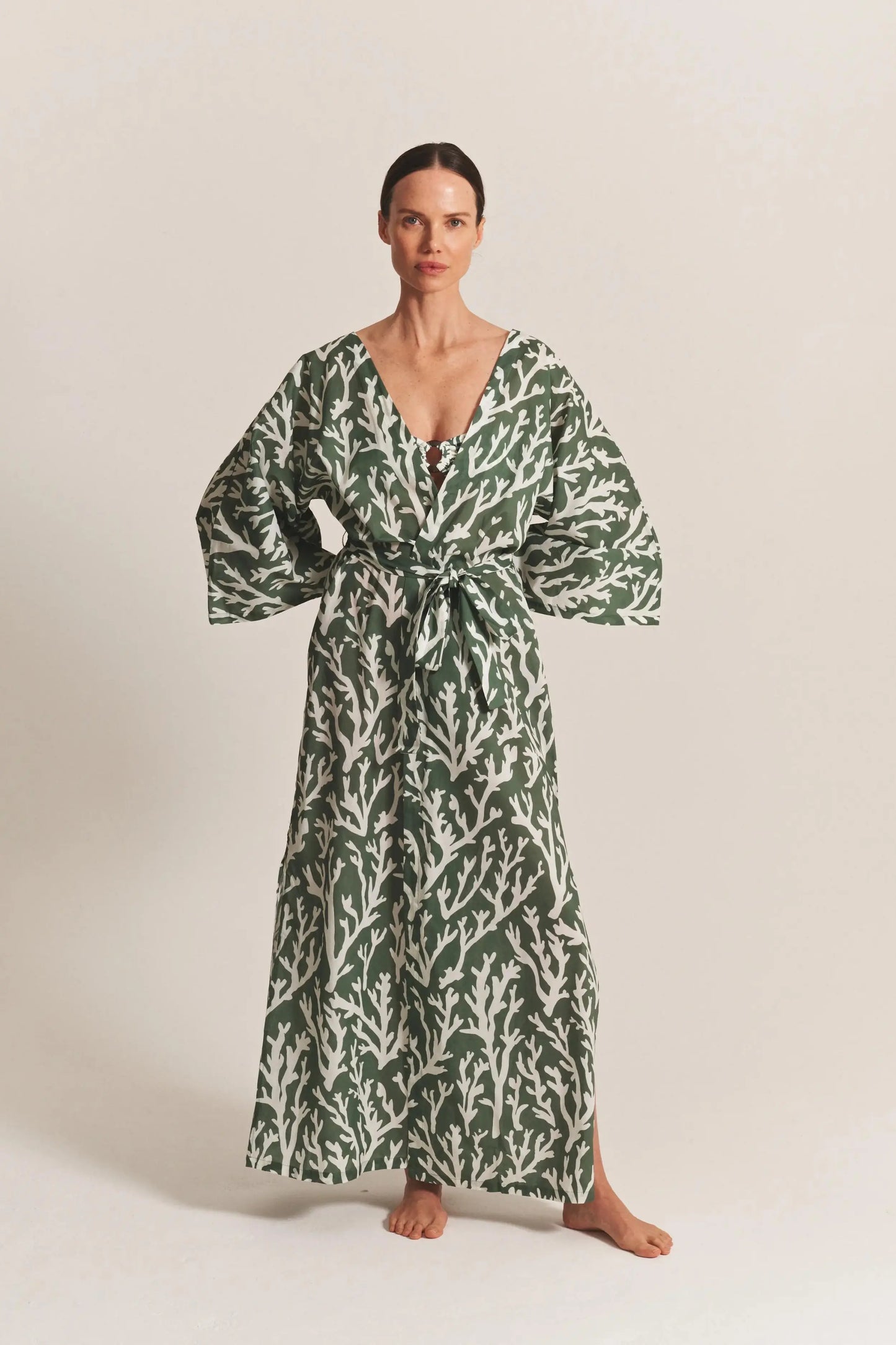 long kimono in jungle coral by alicia