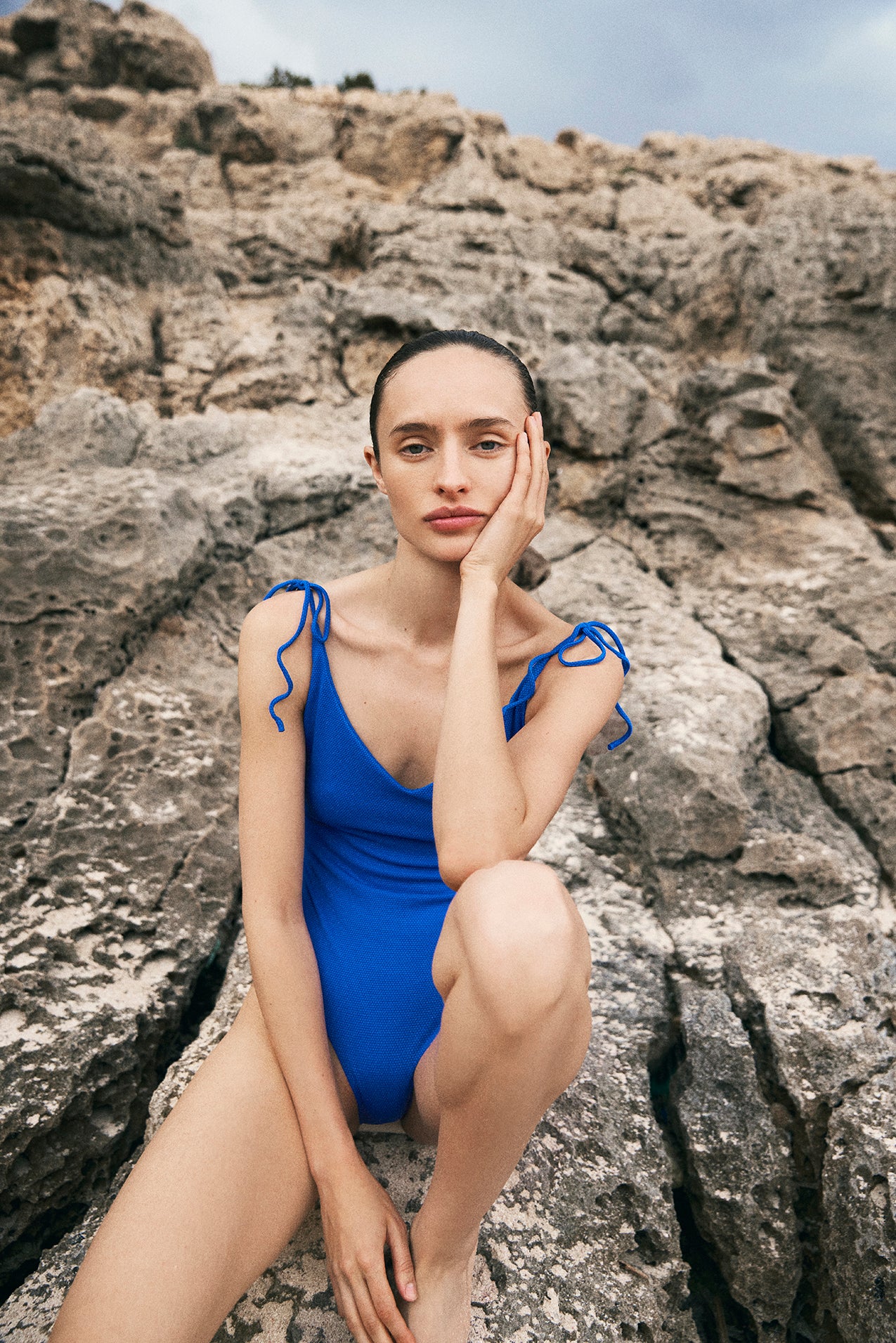 CHERYL ONE-PIECE SWIMSUIT IN AZURE WAFFLE