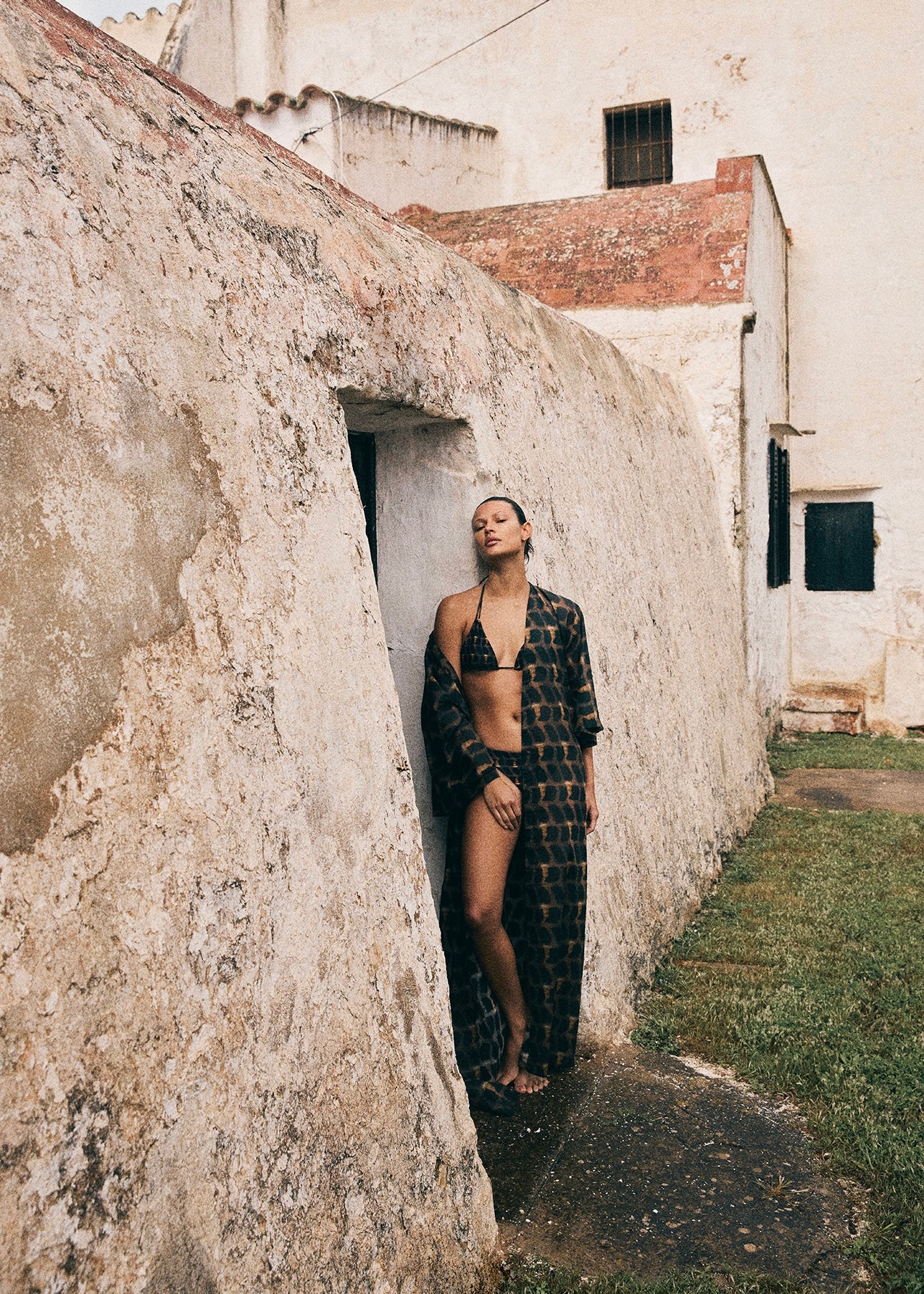 LONG KIMONO COVER-UP IN COQUILLAGE