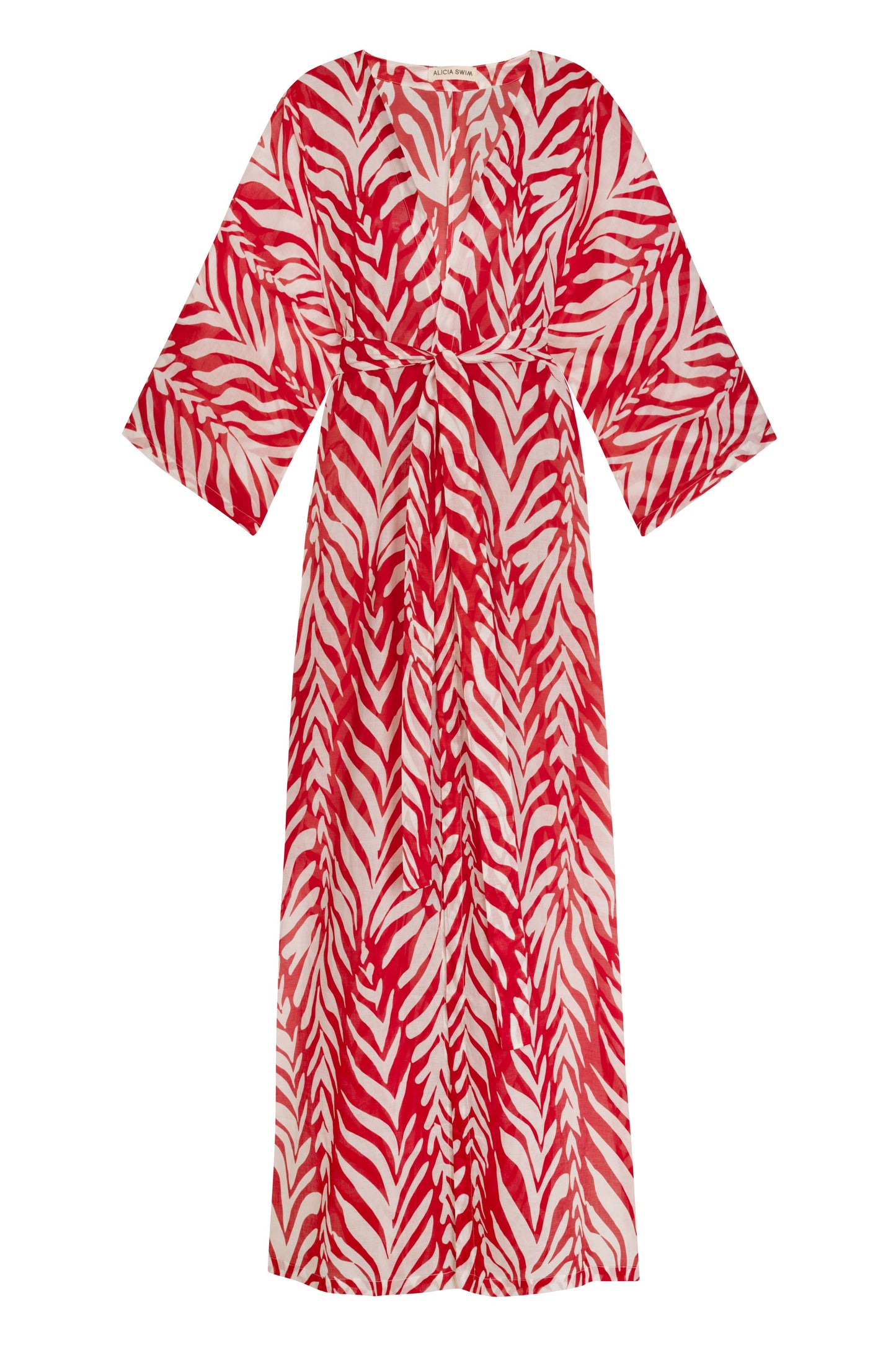 LONG KIMONO COVER-UP IN FLAME WAVES