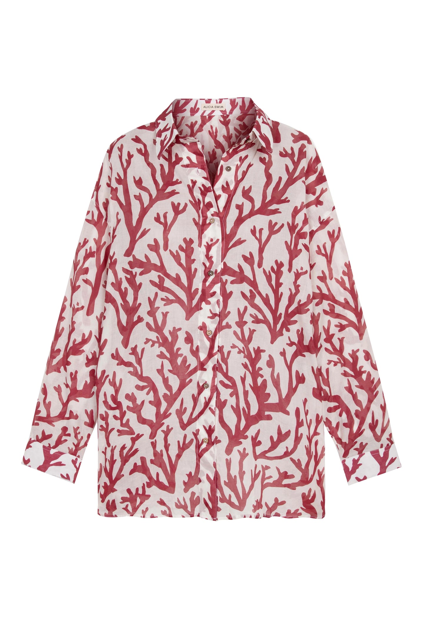 Oversized Shirt Cover-Up In Deep Coral By Alicia Swim