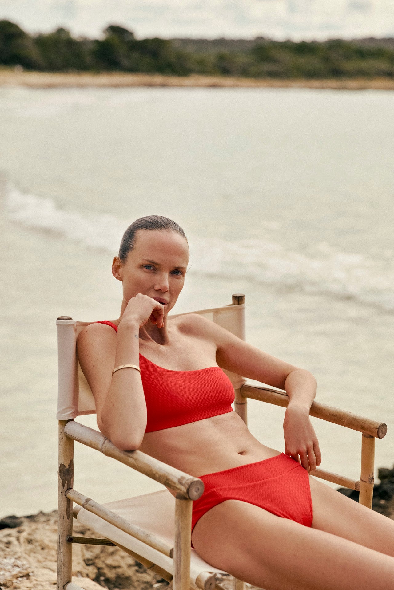 CARLA COCO BIKINI TOP IN POPPY WAFFLE