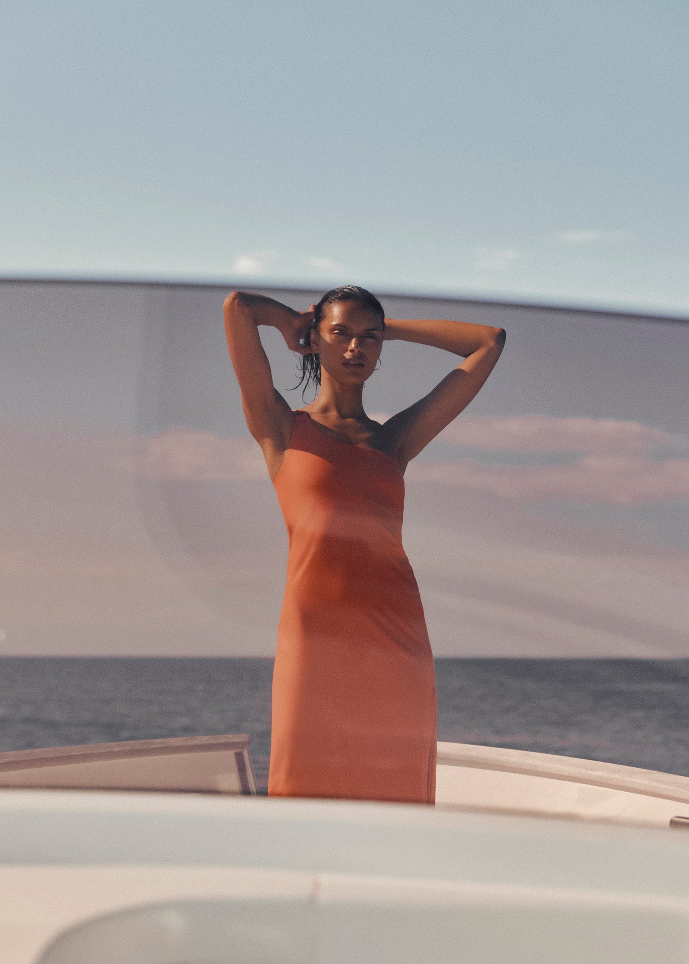 SHALOM - ONE-SHOULDER BEACH DRESS IN SUNSET