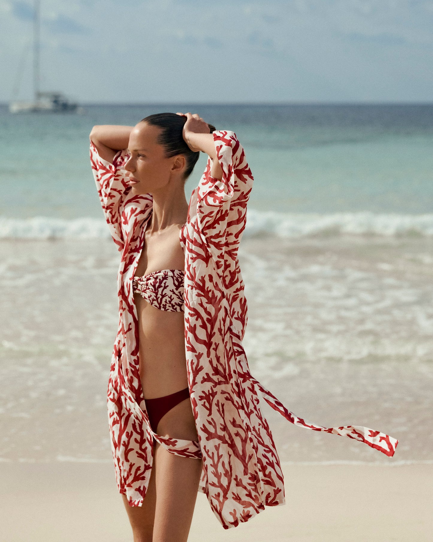 KATE COCO BIKINI TOP IN DEEP CORAL