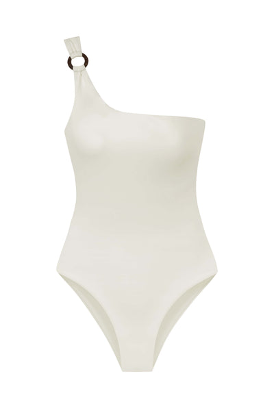 Monaco White Halter-Neck Swimsuit With Corsages – Club L