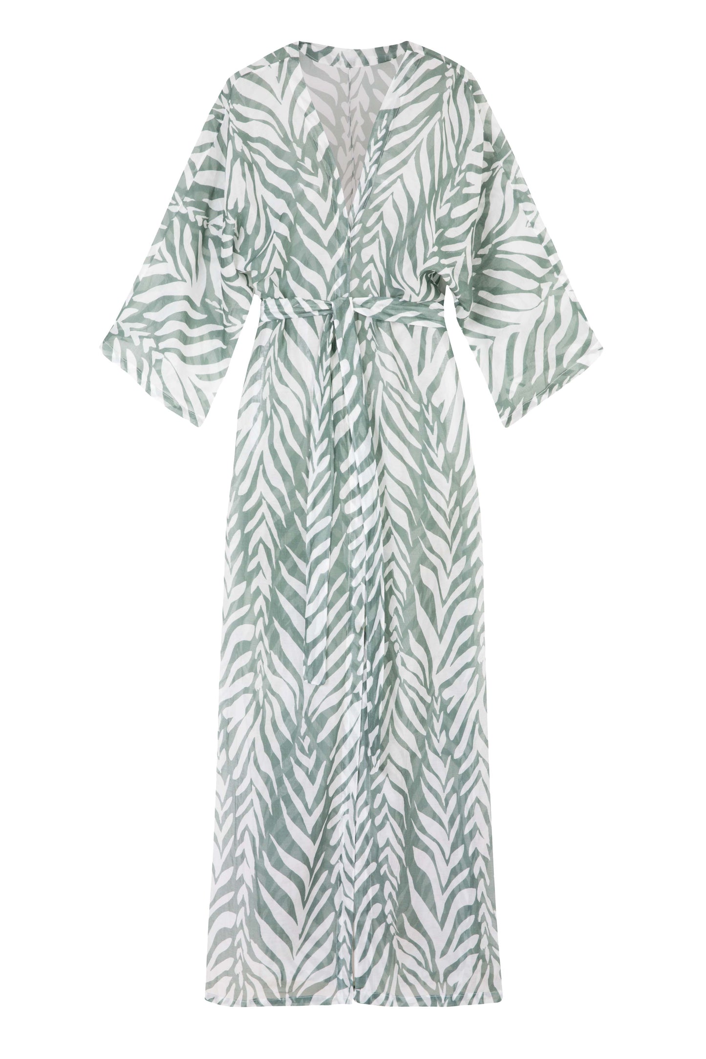 LONG KIMONO BEACH COVER-UP IN WILD WAVES