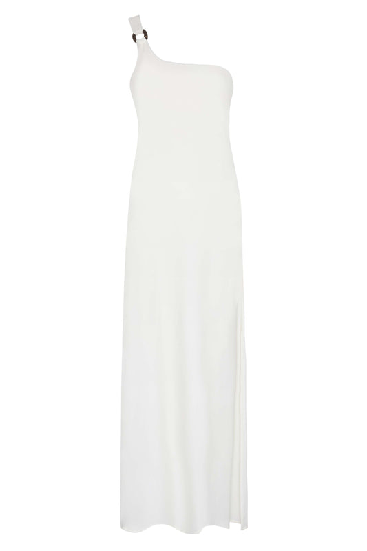 SHALOM - ONE-SHOULDER BEACH DRESS IN SAND