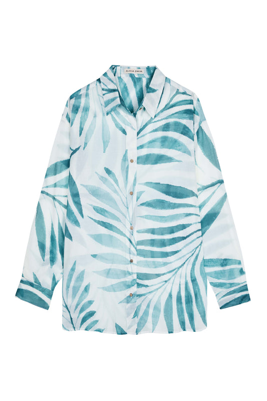 OVERSIZED SHIRT COVER-UP IN PALMS