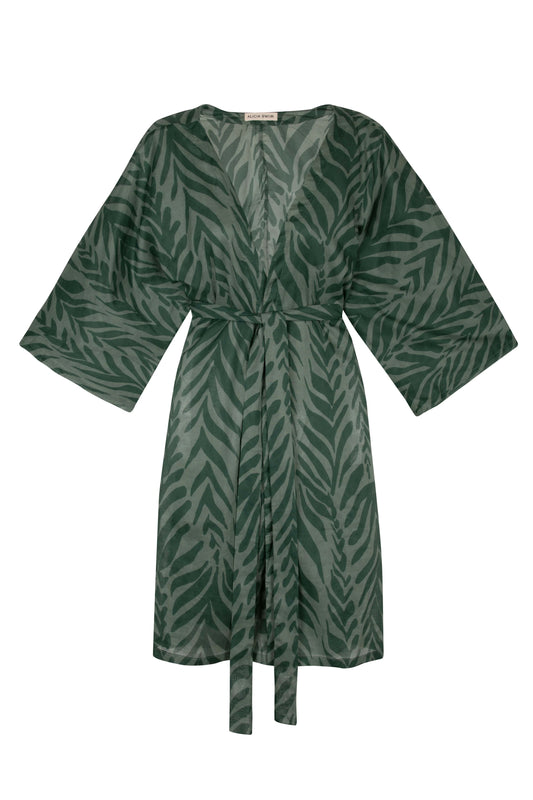 Short Kimono Cover-Up In Tropic Waves By Alicia Swim